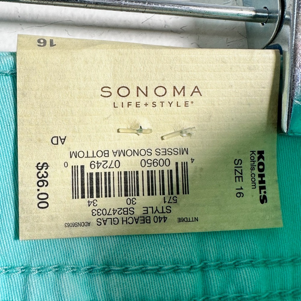 Sonoma Goods for Life Skimmer Mid Rise Shorts Beach Glass Teal Aqua Womens 16 - Picture 6 of 9